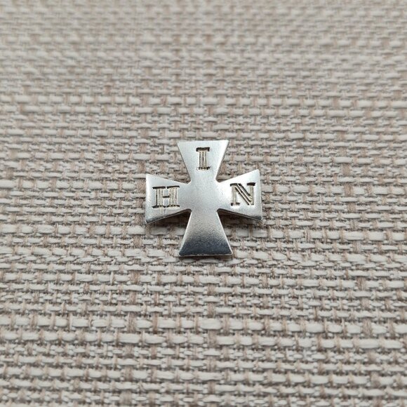 Sterling Silver HIN Iron Cross SEAL 1886 Pin Brooch A5926 - Picture 1 of 5